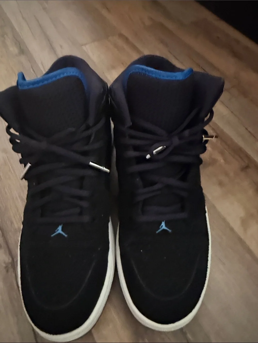 Jordan Black and Blue High-Top Sneakers with White Sole